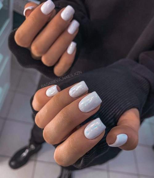 White nails with foil