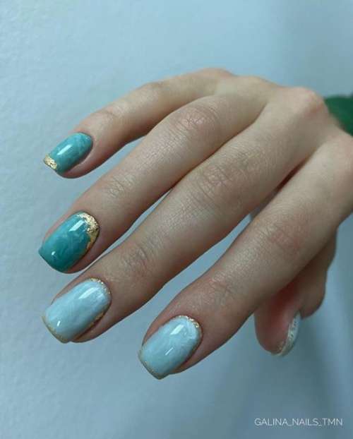 Turquoise manicure winter