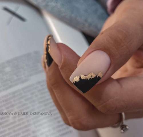 Winter manicure with foil