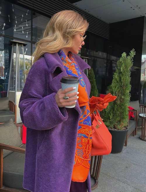 Bright faux fur coat