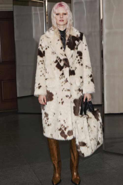 Animal print fur coat