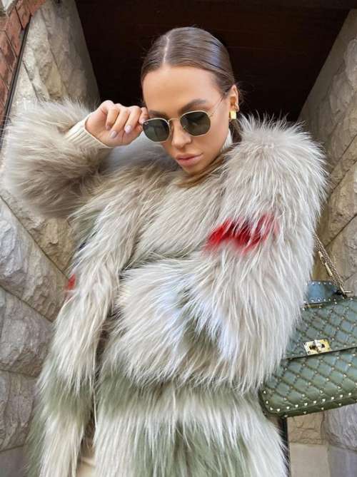 Fashionable fur coat with long pile